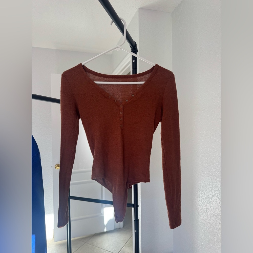 Abercrombie and fitch soft and cozy orange-brown bodysuit size XXS (fits XS)
